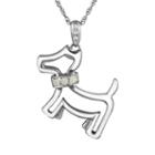 Sterling Silver Opal And Diamond Accent Dog Pendant, Women's, Size: 18, White
