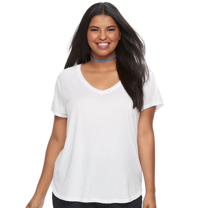 Juniors' Plus Size So&reg; Perfect Tee, Teens, Size: 1xl, White