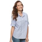 Petite Croft & Barrow&reg; Roll-tab Shirt, Women's, Size: M Petite, Blue (navy)