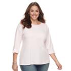 Plus Size Croft & Barrow&reg; Sleeve Lace Tee, Women's, Size: 3xl, Brt Pink