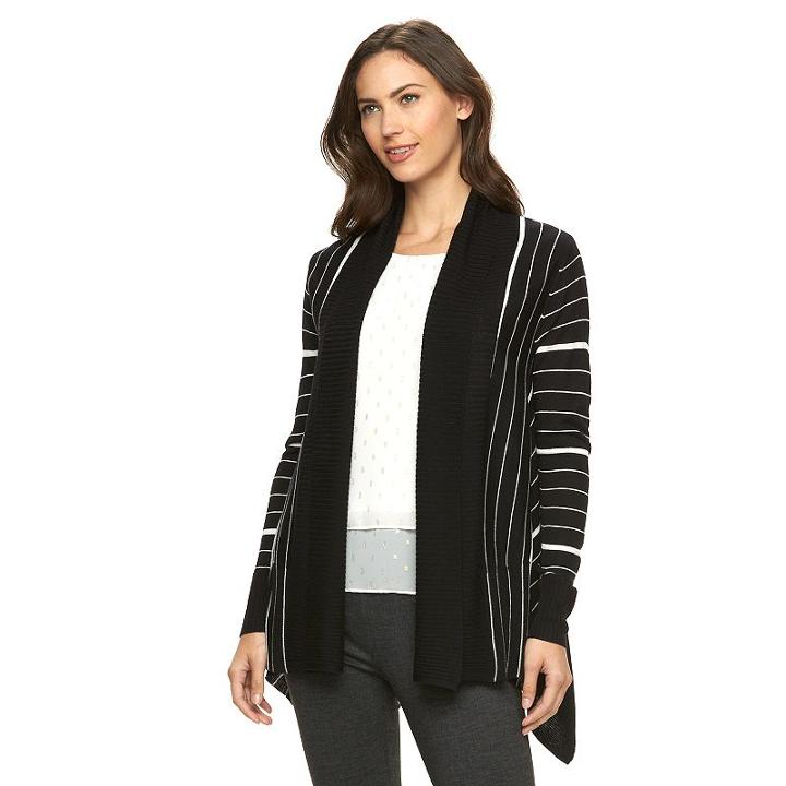 Women's Apt. 9&reg; Open-front Cardigan, Size: Large, Black