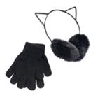 Girls 4-16 So&reg; Rhinestone Cat Ears Faux-fur Earmuffs & Gloves Set, Girl's, Oxford