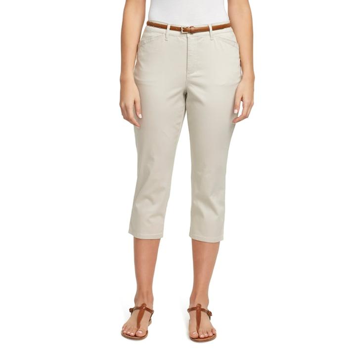 Petite Gloria Vanderbilt Anita Twill Belted Capris, Women's, Size: 8 Petite, Brown