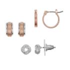 Napier Two Tone Textured Hoop & Knot Stud Earring Set, Women's, Multicolor