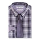 Men's Nick Graham Everywhere Modern-fit Dress Shirt And Tie Boxed Set, Size: L-34/35, Grey