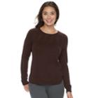 Petite Sonoma Goods For Life&trade; Cable Yoke Crewneck Sweater, Women's, Size: Xs Petite, Dark Brown