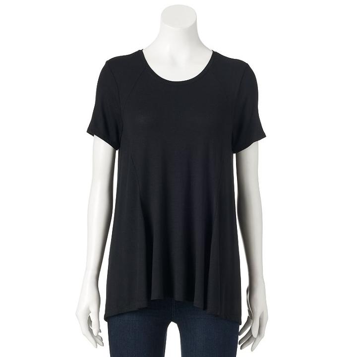 Women's Apt. 9&reg; Flowy Crewneck Tee, Size: Large, Black