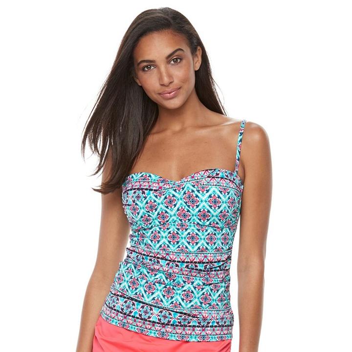Women's Apt. 9&reg; Striped Ruched Bandeaukini Top, Size: Xl, Ovrfl Oth
