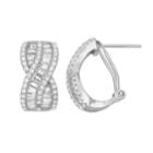 Sterling Silver Lab-created White Sapphire Semi-hoop Earrings, Women's