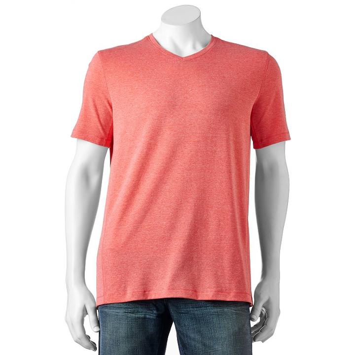 Men's Hemisphere Classic-fit Performance V-neck Tee, Size: Xl, Light Red