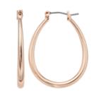 Gold Tone Oval Hoop Earrings, Women's, Light Pink