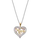 Tri Tone Gold Over Silver Cubic Zirconia Mom Heart Pendant Necklace, Women's, Size: 18, Multicolor