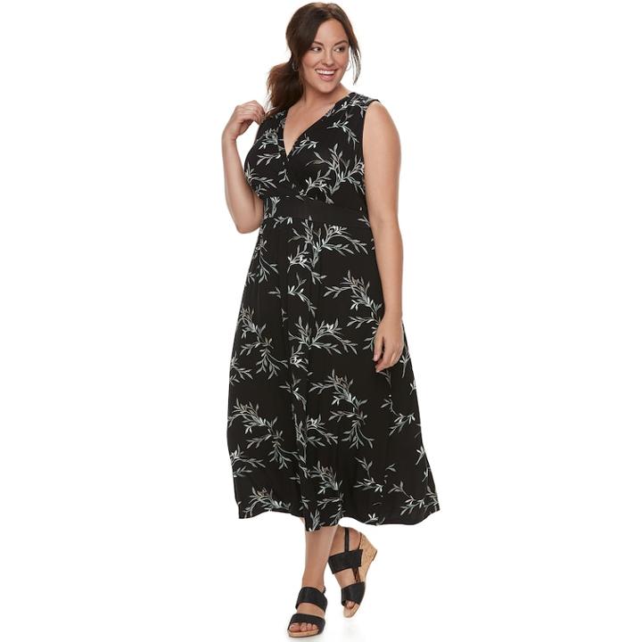 Plus Size Croft & Barrow&reg; Printed Surplice Dress, Women's, Size: 1xl, Black