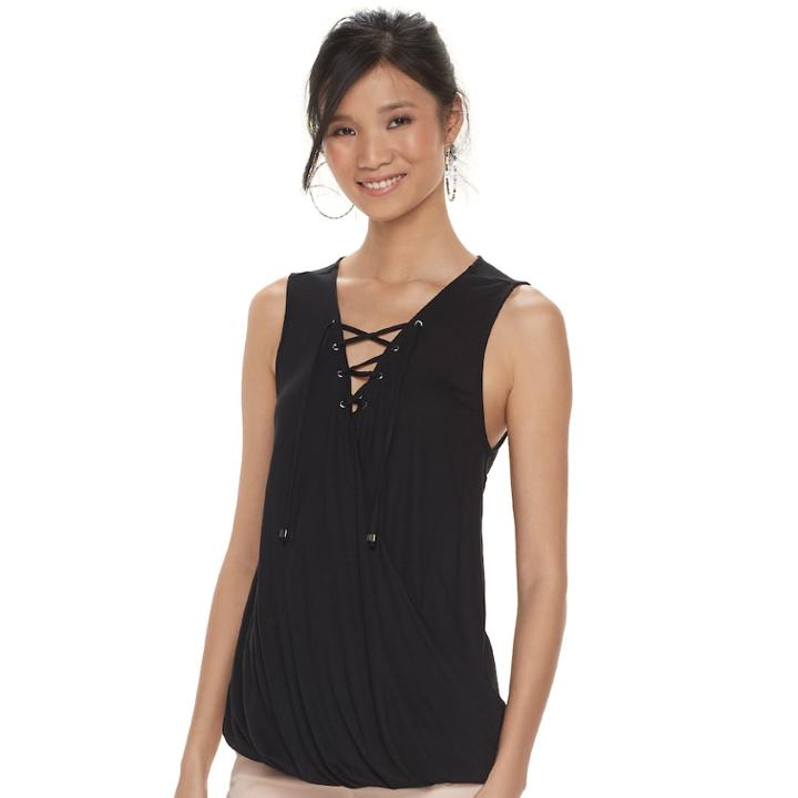 Women's Jennifer Lopez Lace-up Jersey Tank, Size: Large, Oxford