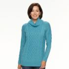 Women's Croft & Barrow&reg; Cable-knit Cowlneck Sweater, Size: Xl, Med Blue