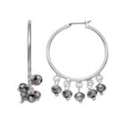 Gray Shaky Bead Nickel Free Hoop Earrings, Women's, Silver