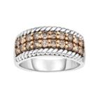 Sterling Silver 1 Carat T.w. Champagne Diamond Striped Ring, Women's, Size: 6, Brown