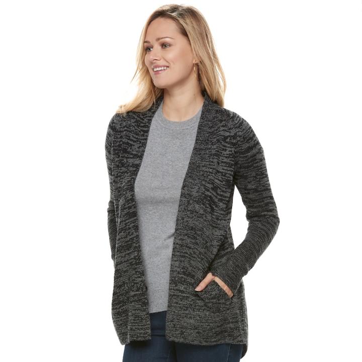 Women's Apt. 9&reg; Raglan Cardigan, Size: Small, Med Grey