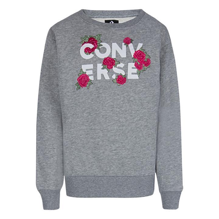 Girls 7-16 Converse Rose Ruffle Pullover Sweatshirt, Size: Medium, Grey