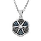 1/4 Carat T.w. Diamond Sterling Silver Flower Pendant Necklace, Women's, Size: 18, Multicolor