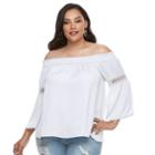 Plus Size Jennifer Lopez Crochet Off-the-shoulder Top, Women's, Size: 1xl, White