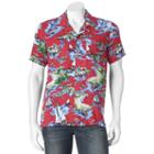Men's Caribbean Joe Classic-fit Convertible-collar Tropical Button-down Shirt, Size: Medium, Red Other