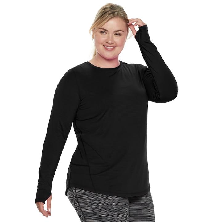 Plus Size Tek Gear&reg; Thumb Hole Long Sleeve Tee, Women's, Size: 2xl, Black