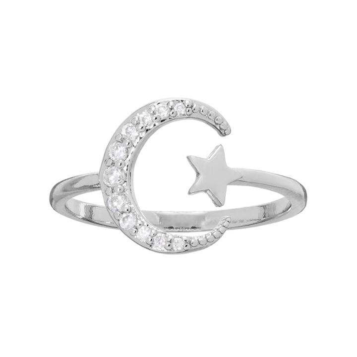 Lc Lauren Conrad Runway Collection Cubic Zirconia Star & Crescent Moon Open Ring, Women's, Size: 7.50, Silver