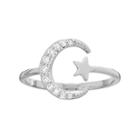 Lc Lauren Conrad Runway Collection Cubic Zirconia Star & Crescent Moon Open Ring, Women's, Size: 7.50, Silver