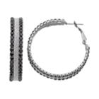 Glittery Cup Chain Hoop Earrings, Women's, Charcoal