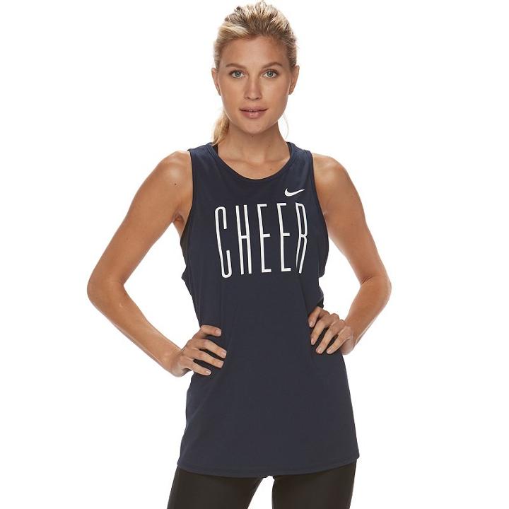 Women's Nike Dry Training Cheer Graphic Tank, Size: Large, Blue (navy)