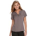 Women's Apt. 9&reg; Zipper-neck Crepe Top, Size: Medium, Grey