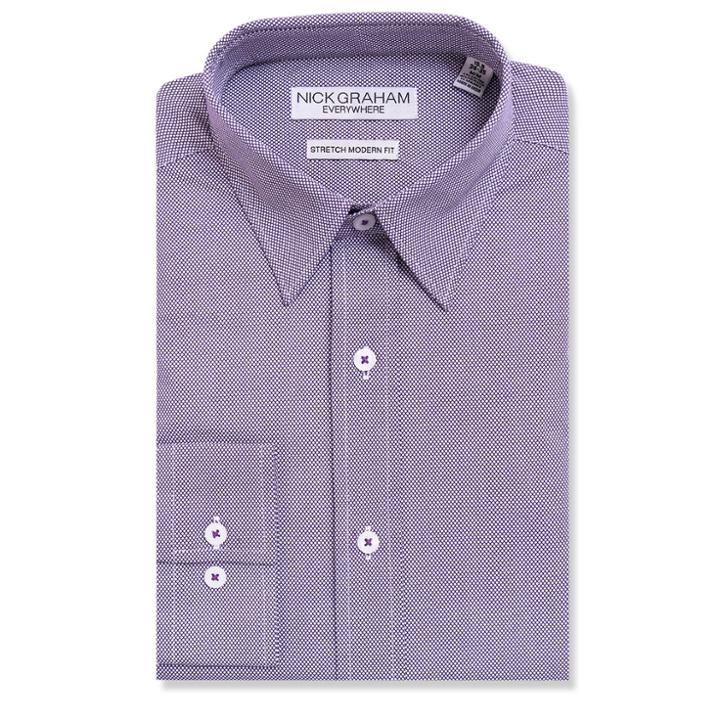 Men's Nick Graham Everywhere Modern-fit Stretch Dress Shirt, Size: L-32/33, Purple