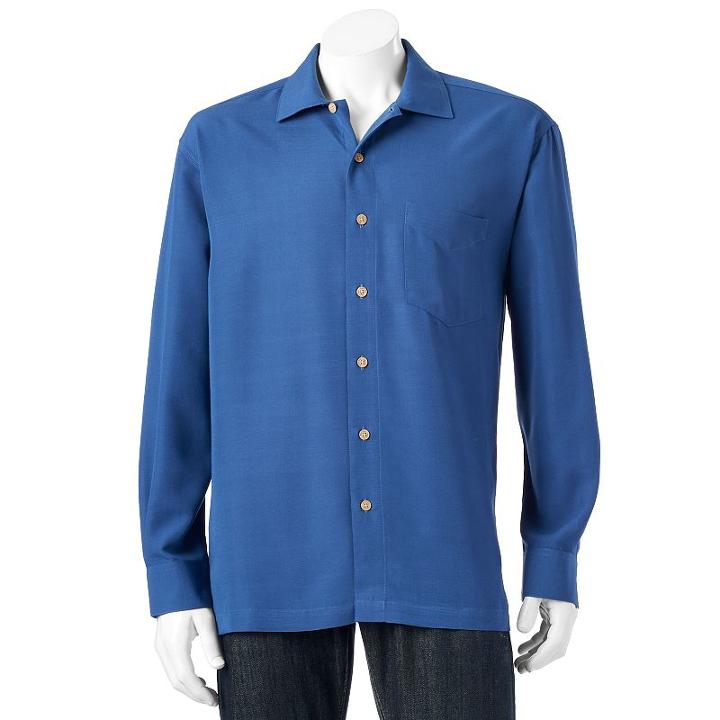 Men's Batik Bay Solid Easy-care Casual Button-down Shirt, Size: Large, Brt Purple