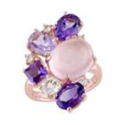 Sterling Silver Rose Quartz & Gemstone Cluster Ring, Women's, Size: 8, Purple