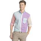Men's Izod Classic-fit Gingham-colorblock No-iron Button-down Shirt, Size: Large, Drk Purple