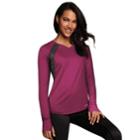 Women's Maidenform Sport Base Layer Thumb Hole Top, Size: Regular, Dark Grey