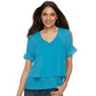 Women's Juicy Couture Layered Cold-shoulder Top, Size: Xl, Brt Blue