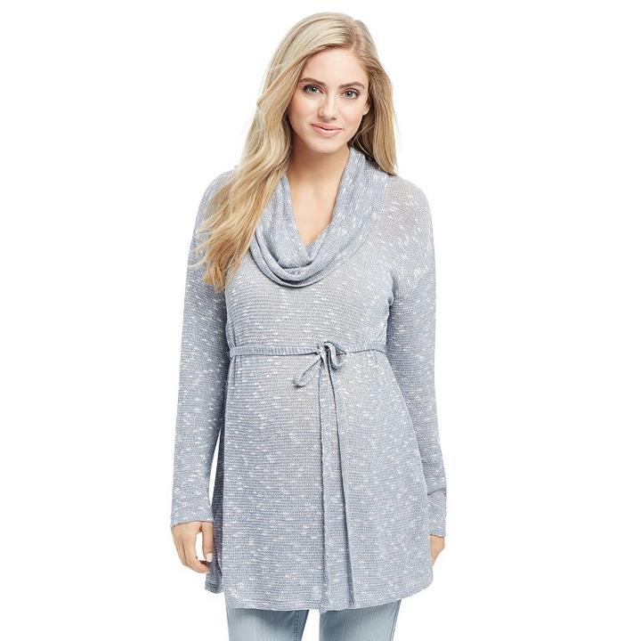 Maternity Oh Baby By Motherhood&trade; Marled Cowlneck Tunic, Women's, Size: Xl, Light Blue