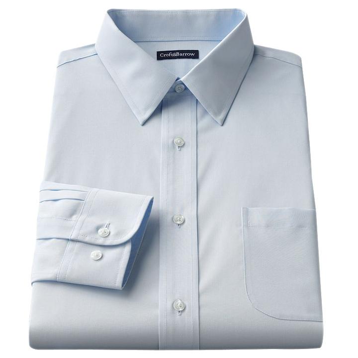 Big & Tall Croft & Barrow&reg; Solid Broadcloth Point-collar Dress Shirt, Men's, Size: 19 34/5t, Blue