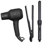 Nume Ionic Dryer, Interchangeable Curling Wand & Straightener Travel Kit, Black