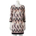 Women's Studio One Textured Chevron Shift Dress, Size: 12, Med Beige