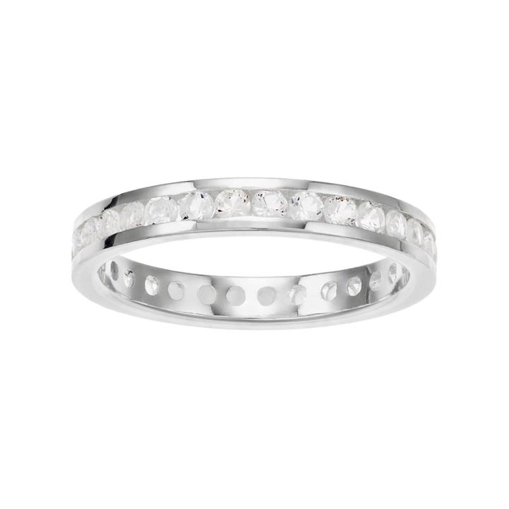 Traditions Sterling Silver Channel-set White Topaz Birthstone Ring, Women's, Size: 10