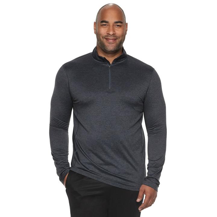 Big & Tall Tek Gear&reg; Stretch Jersey Quarter-zip Pullover, Men's, Size: L Tall, Black