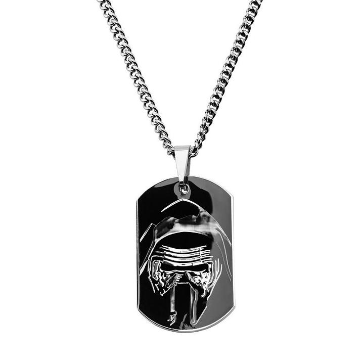 Star Wars: Episode Vii The Force Awakens Men's Stainless Steel Kylo Ren Dog Tag Necklace, Grey