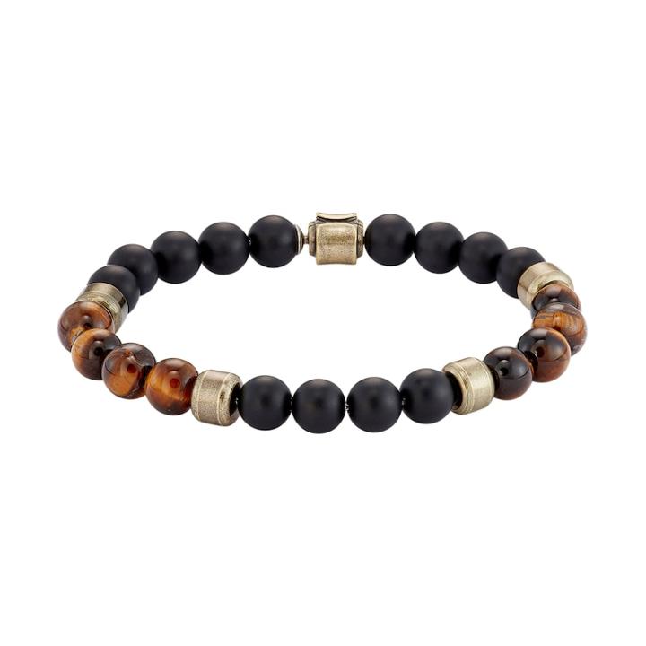 Men's Stainless Steel Tiger's Eye & Onyx Bead Bracelet, Size: 8.5, Black