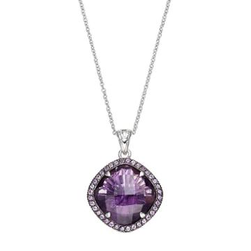 Siri Usa By Tjm Sterling Silver Amethyst Halo Pendant, Women's, Size: 18, Purple