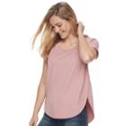 Women's Sonoma Goods For Life&trade; Roll Cuff French Terry Tee, Size: Xxl, Med Pink