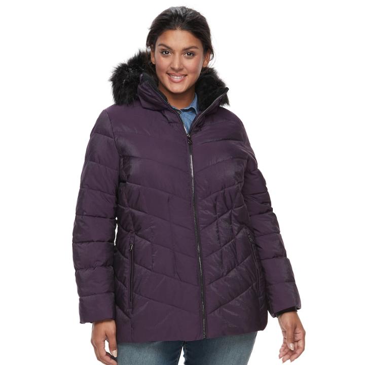 Plus Size Camryn Quilted Puffer Jacket, Women's, Size: 2xl, Blackberry