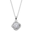 Primrose Sterling Silver Cubic Zirconia Love Knot Pendant Necklace, Women's, Size: 18, White